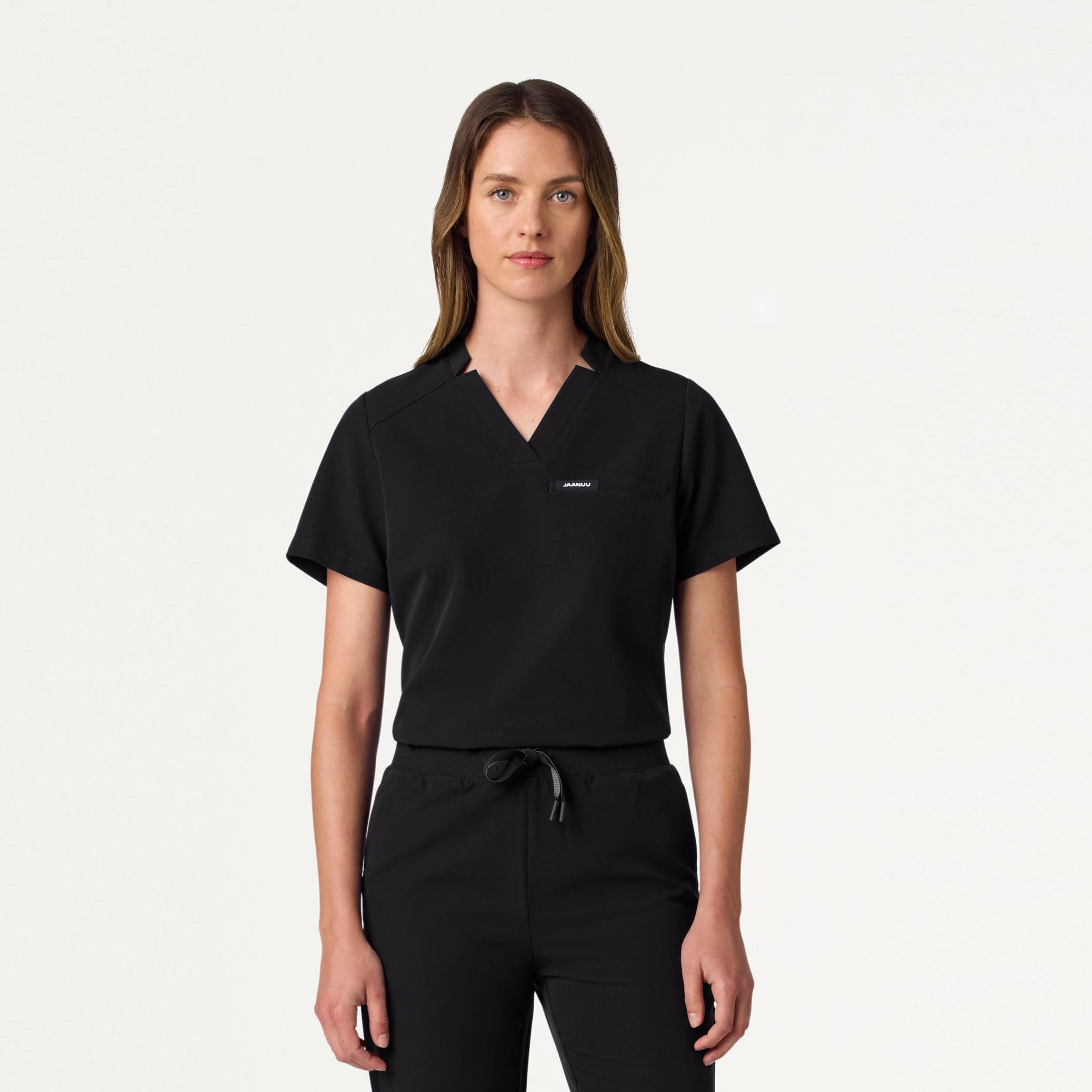 Helia Slim Tuck-In Notched V-Neck Scrub Top